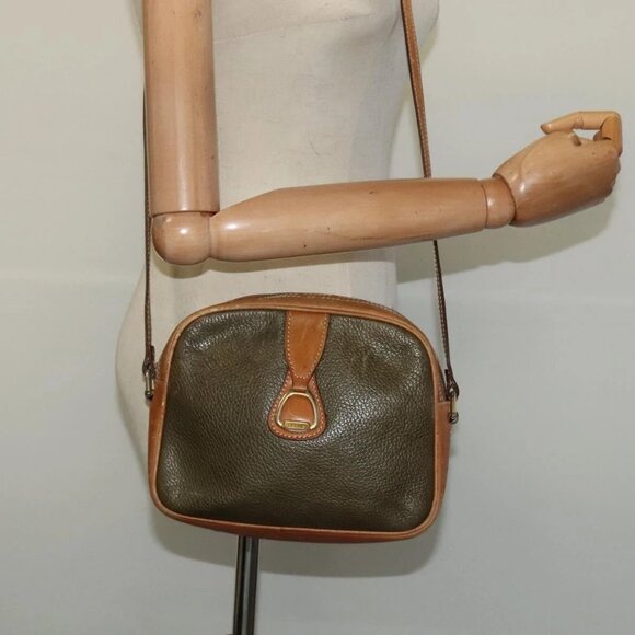 CELINE Shoulder Bag Leather Khaki Gold Auth BA2573 - Picture 3 of 16